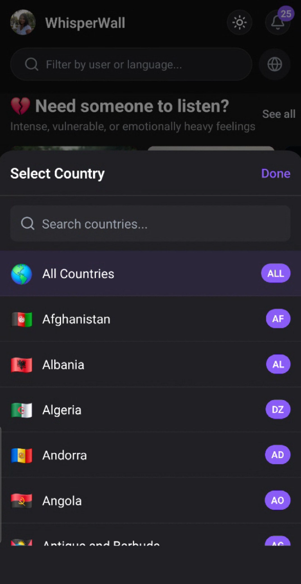 Country filter